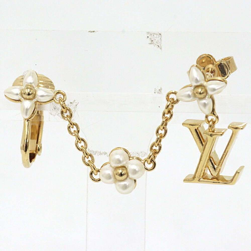 LOUIS VUITTON Gold Pearl Earrings - Picture 4 of 6